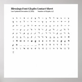 Poster Folha de Contato Glifos de Fontes de Blessings