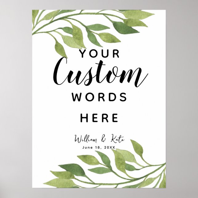 Póster folha de folhagem verde crie seu próprio costume (Frente)