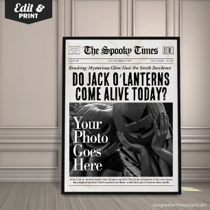 Poster Folha de Jornais Personalizados do Halloween Jack
