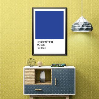 Póster Folha de Leicester Azul - Borda Branca