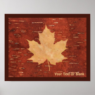 Poster Folha de Maple no Latido de Birch Interior