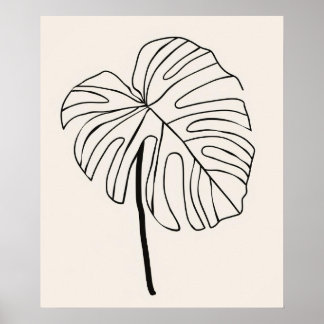 Poster Folha de Monstera, arte moderna minimalista