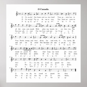 Poster Folha de música do hino nacional do Canadá O' Cana
