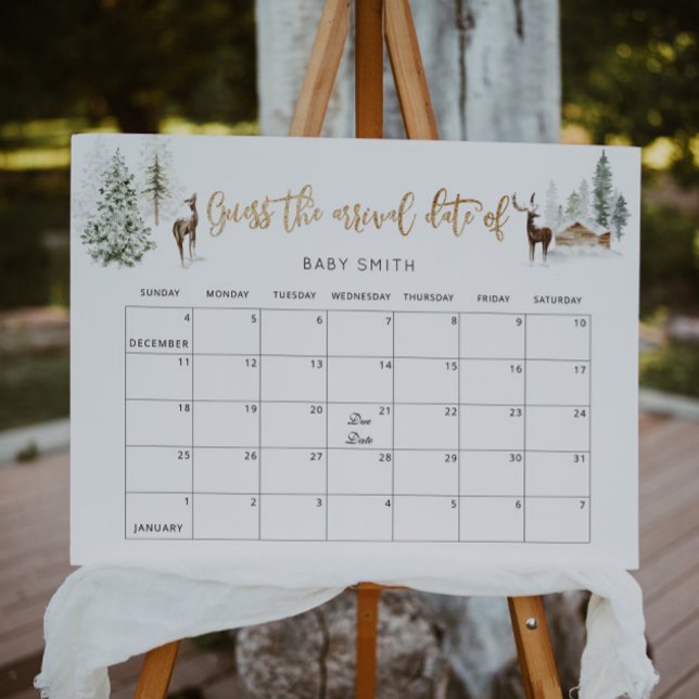 Poster Folha de ouro de veados da floresta de inverno adi (Criador carregado)