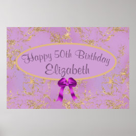 Poster Folha de ouro roxa 50º aniversário Grande