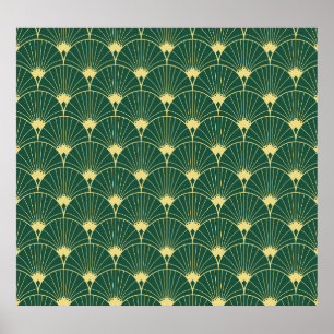 Poster Folha de palma: padrão de deco de arte.