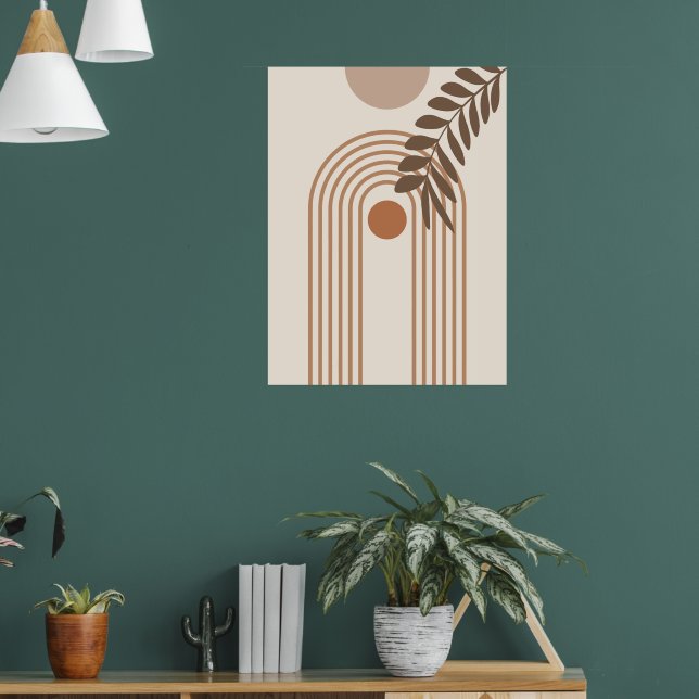 Poster Folha de Palmeira Arco-íris Sol, Arte Geométrica A (Sala de Estar 1)