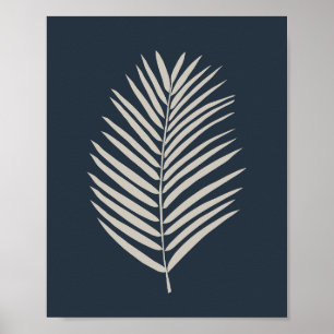 Poster Folha de Palmeira Azul Marinho e Creme