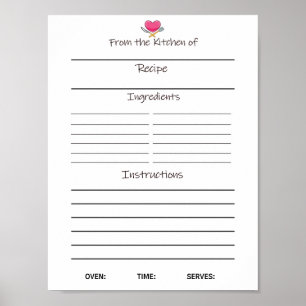 Poster Folha de receitas de download instantâneo ou