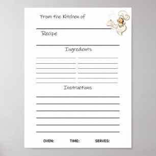 Poster Folha de receitas de download instantâneo ou