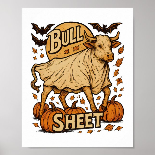 Poster Folha de Touro de Vaca Halloween (Frente)