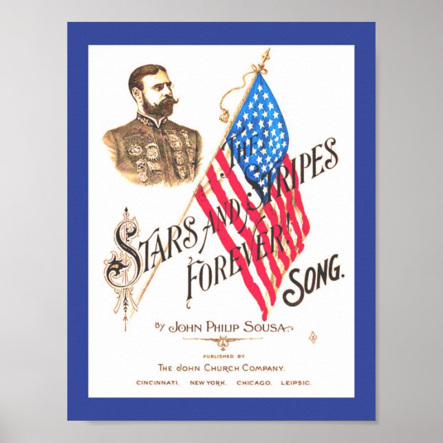 Poster Folha de Vintagens Estrelas de Música e Listras pa (Frente)