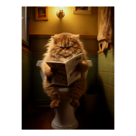 Póster Folha engraçada lendo jornal no banheiro