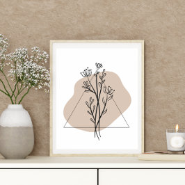 Poster Folha Floral Simples de Estilo Boho Mínimo de Abst