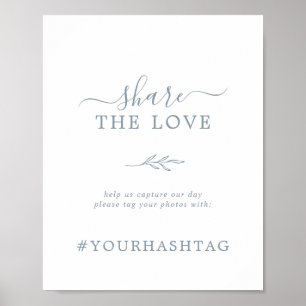Poster Folha mínima   Blue Share The Love Hashtag Sign