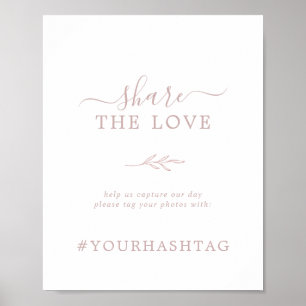 Poster Folha mínima Partilha Rosa O Sinal Da Hashtag De