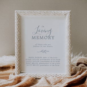 Poster Folha Mínima   Placa Memorial Azul Em Memória Amor