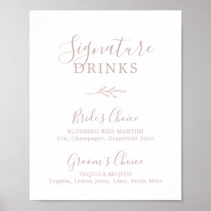 Poster Folha mínima Símbolo de bebidas com assinatura