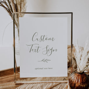 Poster Folha mínima   Símbolo de Texto Personalizado Verd