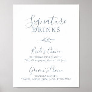 Poster Folha mínima  Símbolo Dusty Blue Signature Drink