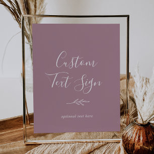 Poster Folha mínima Sinal de texto personalizado bege