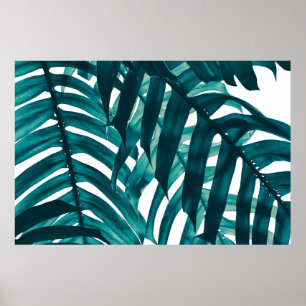 Poster folha tropical, faixa de folhagem exótica em chuv