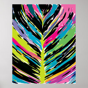 Poster Folha tropical multicolorido de abstrato Vibrant