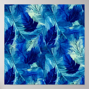 Poster Folhagem azul de marinho abstrato estética