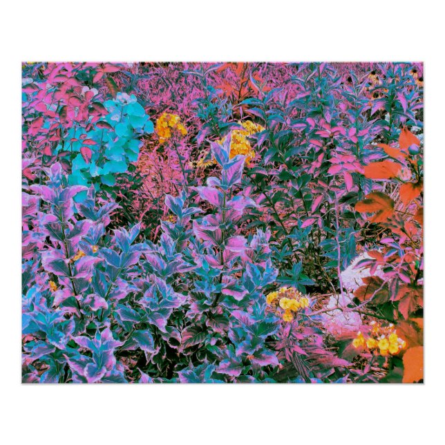 Póster Folhagem de abstrato, verde-rosa e jardim aquático (Frente)