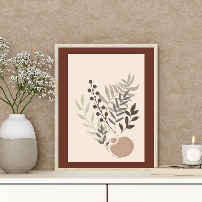 Poster Folhagem de Estilo de Boho Mínimo abstrato (Criador carregado)