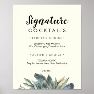 Poster Folhagem de Inverno Sinal de Coquetéis Signature