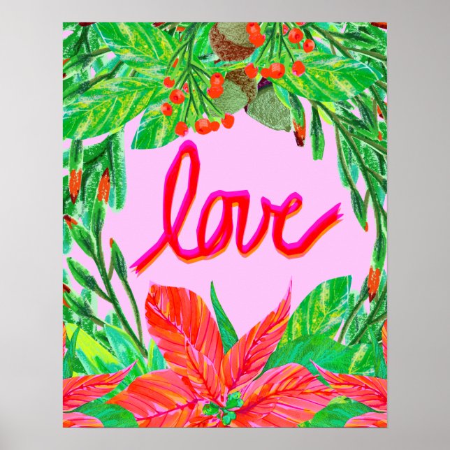 Poster Folhagem de Natal - Amor (Frente)