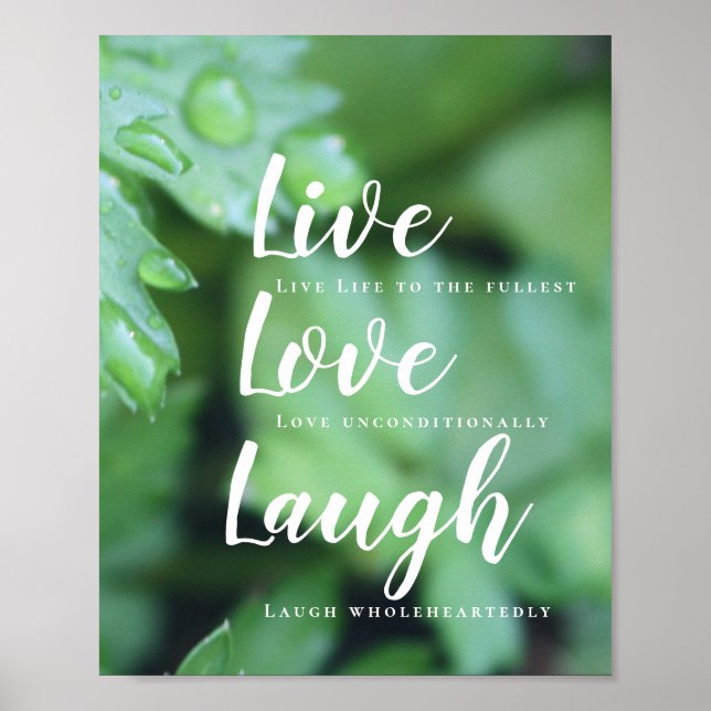 Poster Folhagem de Tipografia Motivacional Live Love (Frente)