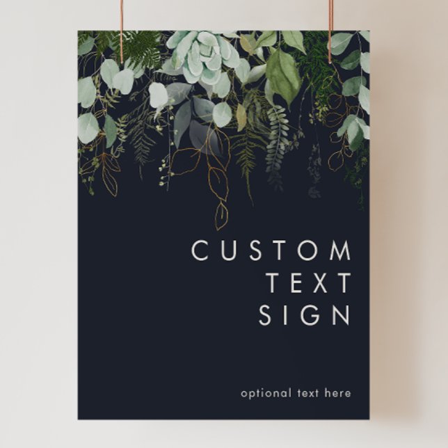 Poster Folhagem e Folha de Ouro Marinho Cartões e Present (Criador carregado)