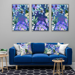 Poster folhagem floral de cor aquosa verde