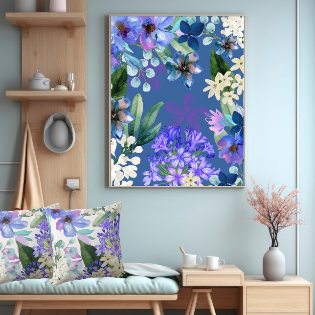 Poster folhagem floral de cor aquosa verde (Criador carregado)