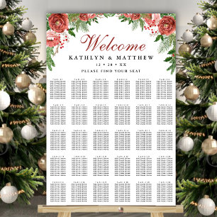 Poster Folhagem Floral de Natal 30 Assentos de Mesa