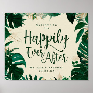 Poster Folhagem Tropical Feliz Depois Do Sinal De Recepçã
