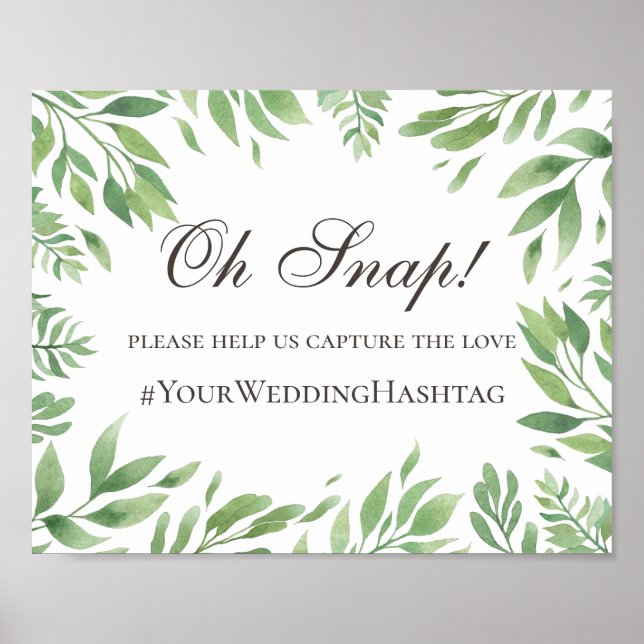 Poster Folhagem verde. Casamento verde hashtag instagram (Frente)