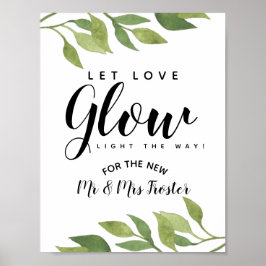 Póster folhagem verde deixa o amor brilhar festa de casam