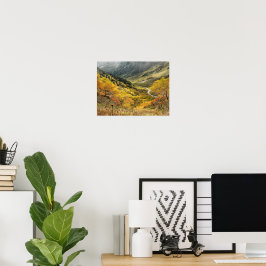 Poster Folhas amarelas naturais do outono
