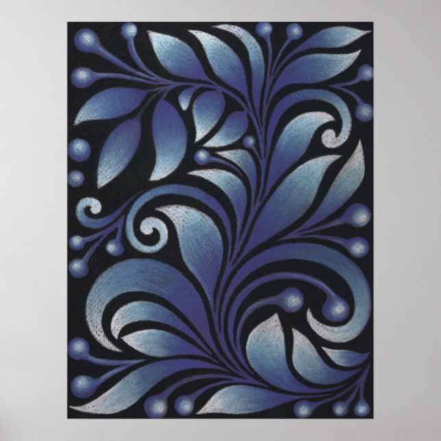 Póster folhas azuis (Frente)