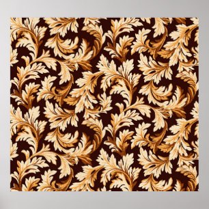 Poster Folhas Barrocas Desenhadas à Mão: Elegância Na mod