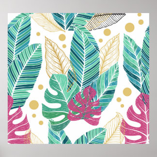 Poster Folhas botânicas tropicais, design de colheita con