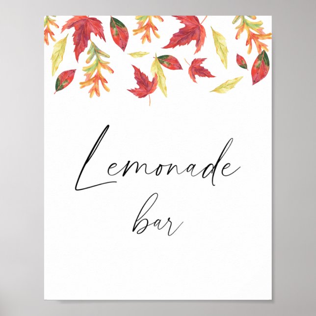 Poster Folhas caindo em aquarela - bar de limonada (Frente)
