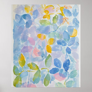 Poster Folhas de Aquarela de Pastel abstrato