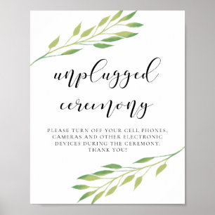 Poster Folhas de aquarela Sinal de casamento de cerimônia