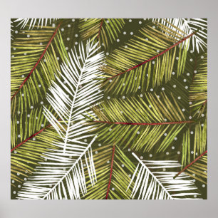 Poster Folhas de Aquarela Verde: Ilustração Invisível