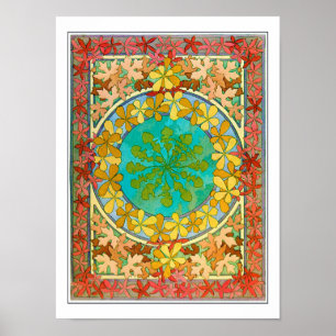 Poster Folhas de Art Nouveau Style, Mucha