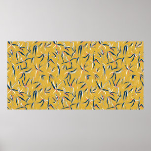 Poster Folhas de bambu desenhadas à mão Elegante em um